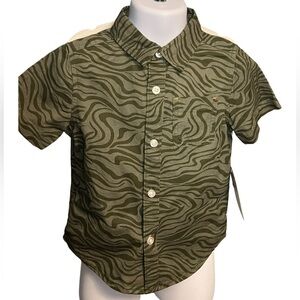 Wonder Nation Green Safari Print Short Sleeve Shirt & Short Set